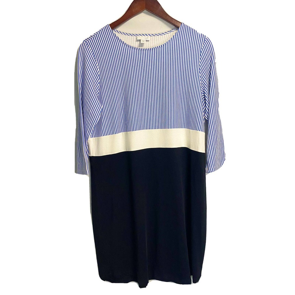 J. Jill‎ Womens Tunic Sheath Dress Striped Colorblock 3/4 Sleeve Petite Medium